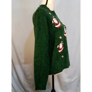 Vintage Karen Scott Green Santa Christmas Sweater - Small